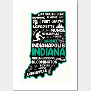 Carmel Indiana cute map Indianapolis, Fort Wayne, Evansville, Carmel, South Bend, Fishers Posters and Art